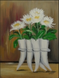 Weisse Chrisanthemen in Vase