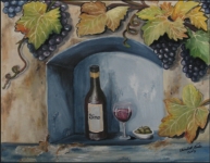Stillleben Vino auf Mauer