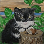 Katze mit Weinbergschnecke